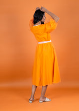 Load image into Gallery viewer, POPPY DRESS WITH LACE SASH  BELT TANGERINE