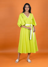 Load image into Gallery viewer, POPPY DRESS WITH LACE SASH  BELT LIME
