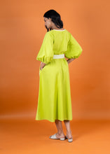Load image into Gallery viewer, POPPY DRESS WITH LACE SASH  BELT LIME