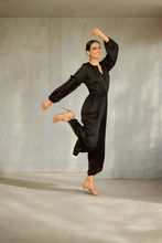 Load image into Gallery viewer, AUDREY BLACK JUMPSUIT w SASH BELT