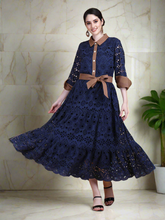 Load image into Gallery viewer, SABRINA EYELET DRESS WITH SASH BELT