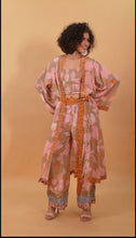 Load image into Gallery viewer, CAMEL FLOWER KIMONO FLORAL W SASH BELT