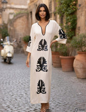 Load image into Gallery viewer, VICKY SIMONE MAXI DRESS ECRU/BLACK SEQUINS