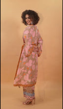 Load image into Gallery viewer, CAMEL FLOWER KIMONO FLORAL W SASH BELT