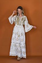 Load image into Gallery viewer, AYANA  MAXI DRESS w drawstring- IVORY