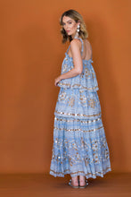 Load image into Gallery viewer, AYANA 3 TIER MAXI DRESS BLUE