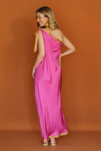 Load image into Gallery viewer, MOLLY  ONE-SHLDER DRESS w SASH BELT - PINK