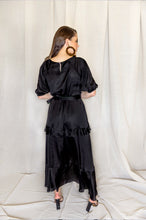 Load image into Gallery viewer, SILVIA FRILL DRESS 3/4 SLEEVES- BLACK