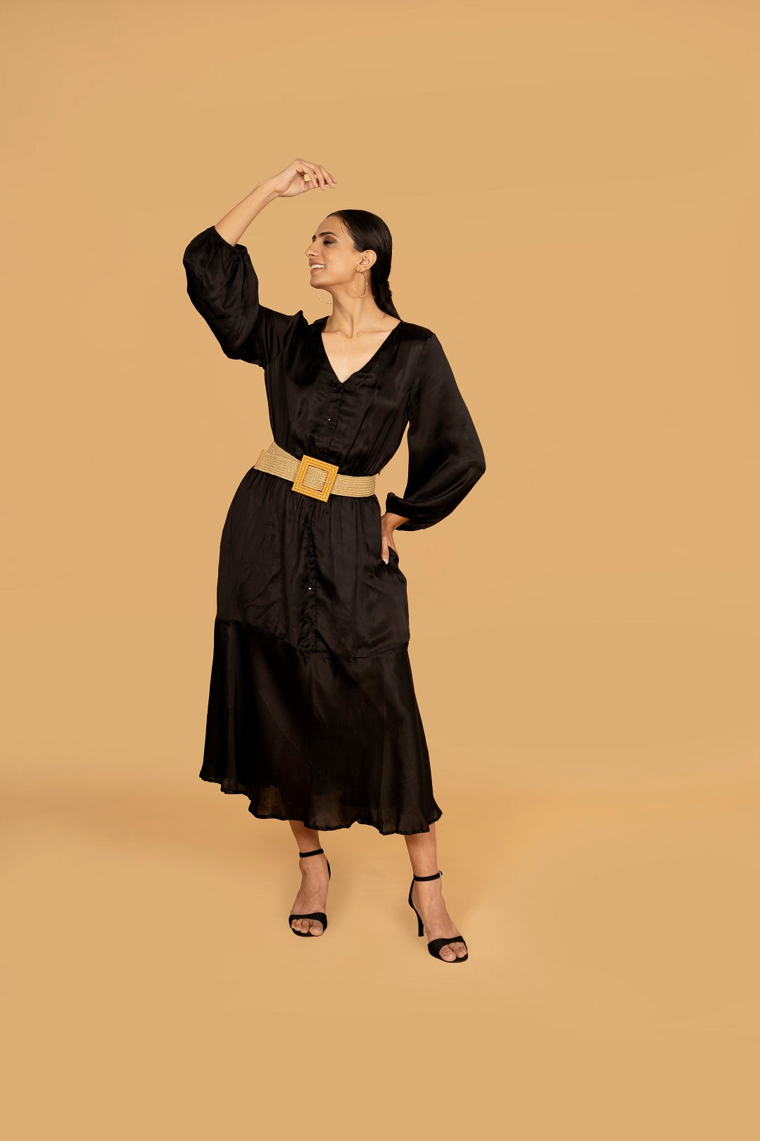 AUDREY BLACK DRESS w BELT AUDREY BLACK DRESS w BELT