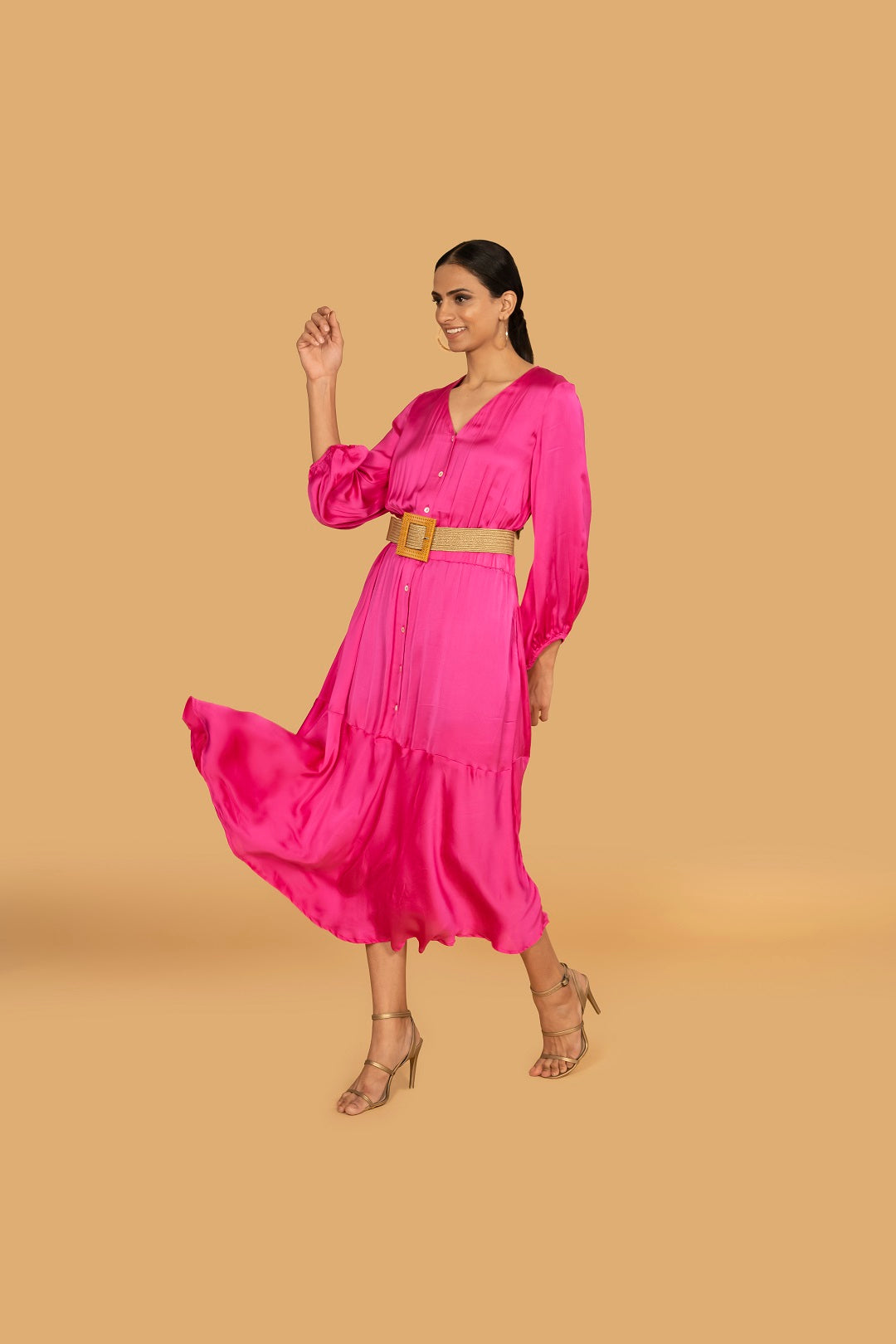 AUDREY PINK DRESS w BELT AUDREY PINK DRESS w BELT
