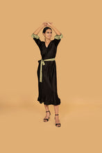 Load image into Gallery viewer, AUDREY BLACK BIAS CUT DRESS w SASH BELT
