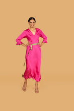 Load image into Gallery viewer, AUDREY PINK BIAS CUT DRESS w SASH BELT