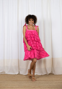 HEIDY 3-Tier Pink Short Dress