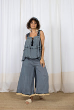Load image into Gallery viewer, palazzo pants, stripes pants, widelegged pants, black and white pants