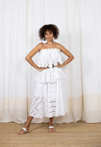 HEIDY 3-Tier White Maxi Dress