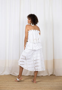 HEIDY 3-Tier White Maxi Dress