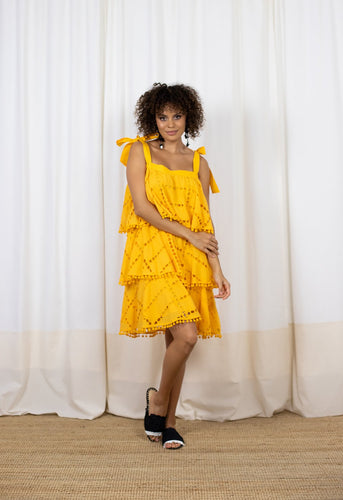 HEIDY 3-Tier Marigold Short Dress